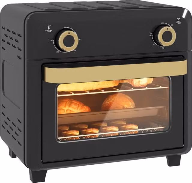 HOMCOM 10L Air Fryer Oven in Black, 1000W with Grill, Roast and Bake Functions, Timer and Adjustable Temperature