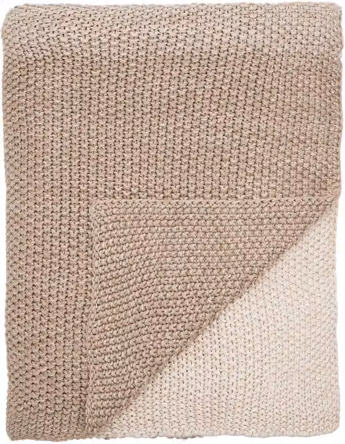 Murmur Flo Knitted Beige Linen and Organic Cotton Throw