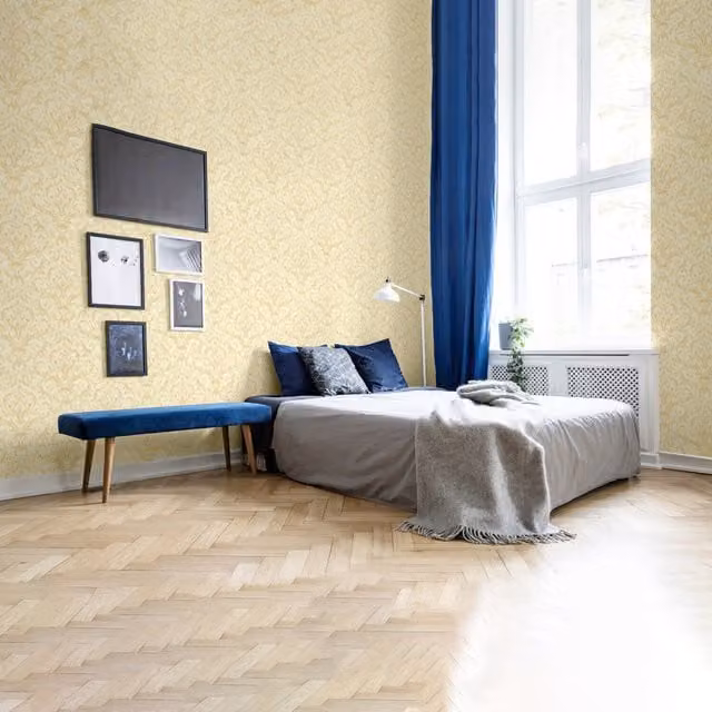 SK Filson Classic Botanical Floral Wallpaper in Gold and Yellow