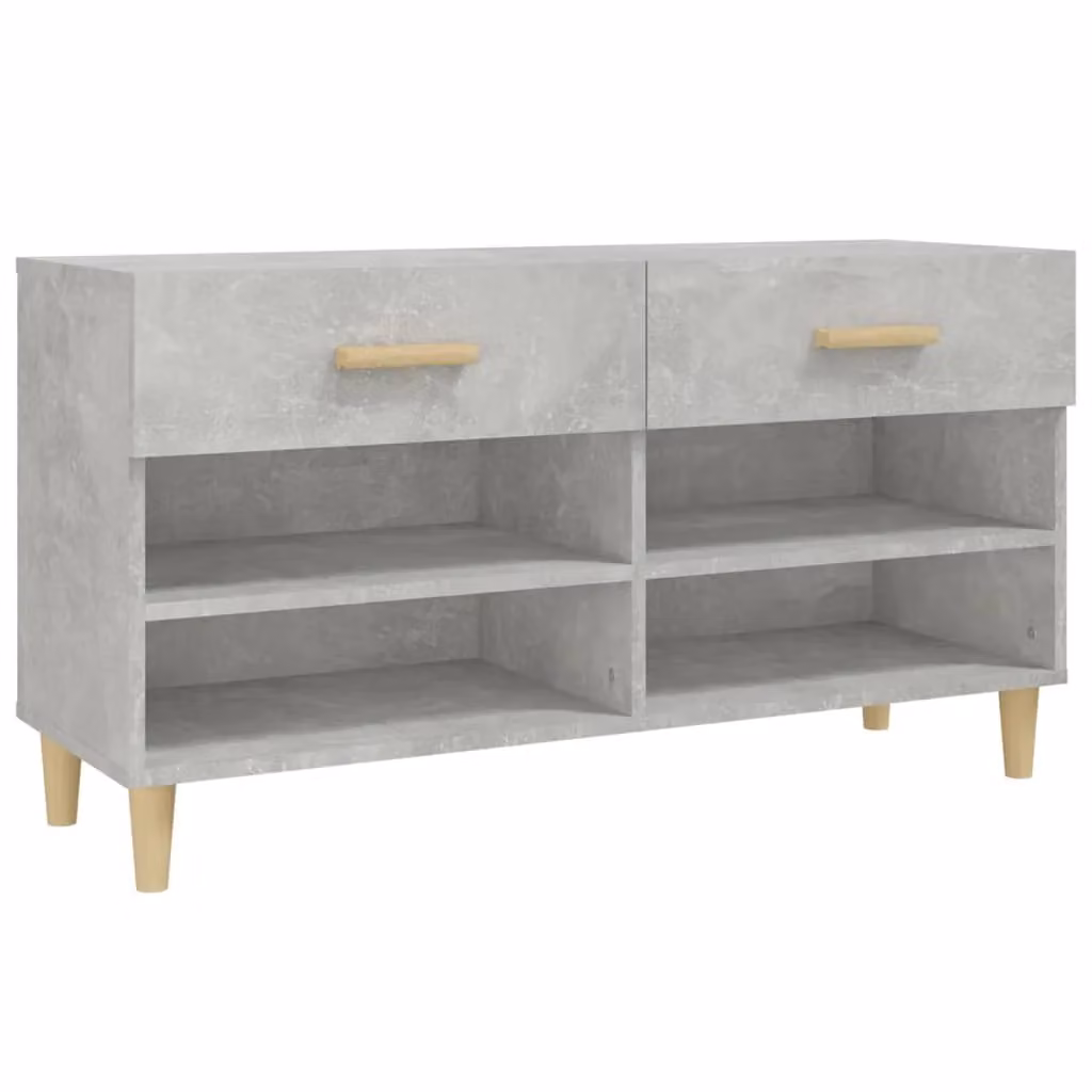 Berkfield Home Modern Grey Shoe Cabinet with Doors and Drawers, W/D/H: 102 x 35 x 55 cm – 2