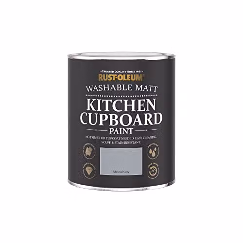 Rust-Oleum Water Based Kitchen Cupboard Paint in Matt Mineral Grey, 750ml – 4