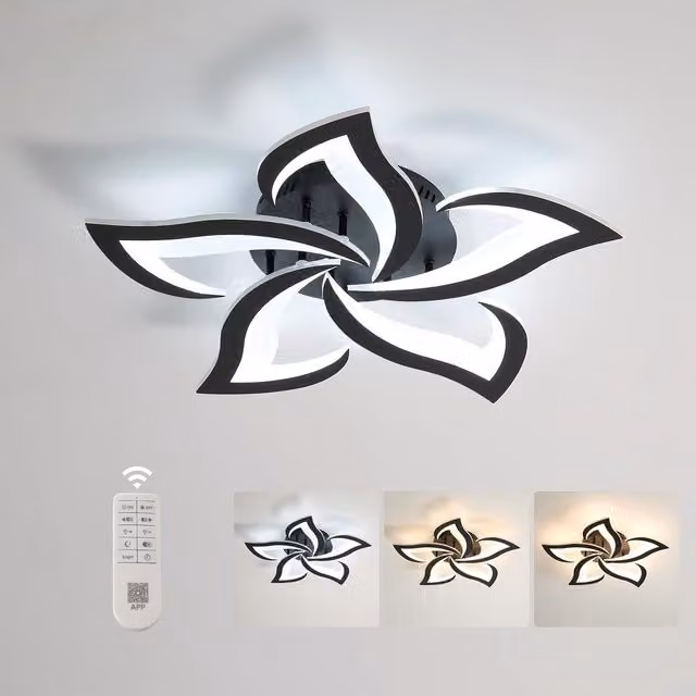 COMELY Modern Dimmable LED Ceiling Light with Remote Control, Black, Diameter: 60 cm – 1