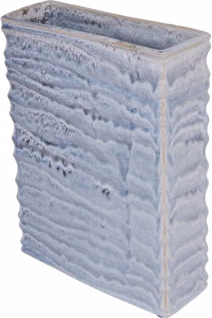 Libra Interiors Sereno Rectangular Ceramic Tabletop Vase in Blue and Grey, H 35.0 cm x W 27.0 cm x D 12.0 cm