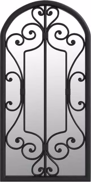 Berkfield Home Antique Black Metal Garden Wall Mirror, W/H: 70 x 30 cm