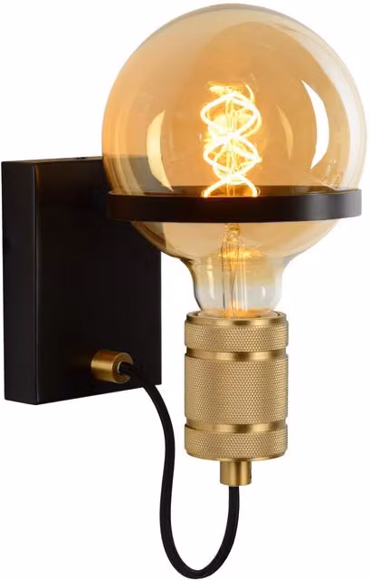 Lucide Ottelien Modern Dimmable Indoor Wall Light in Black with Transparent Glass Sphere – 1