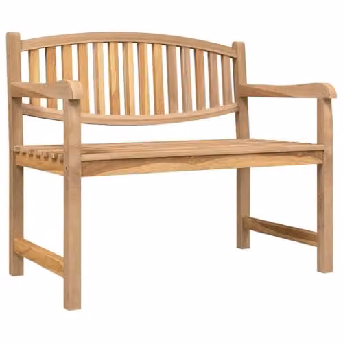 vidaXL Modern Garden Bench with Backrest and Armrest in Brown Solid Teak Wood – 1