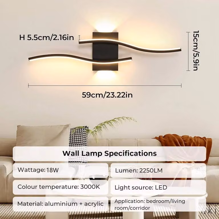 Kelvenix Modern LED Wall Lamp in Black
