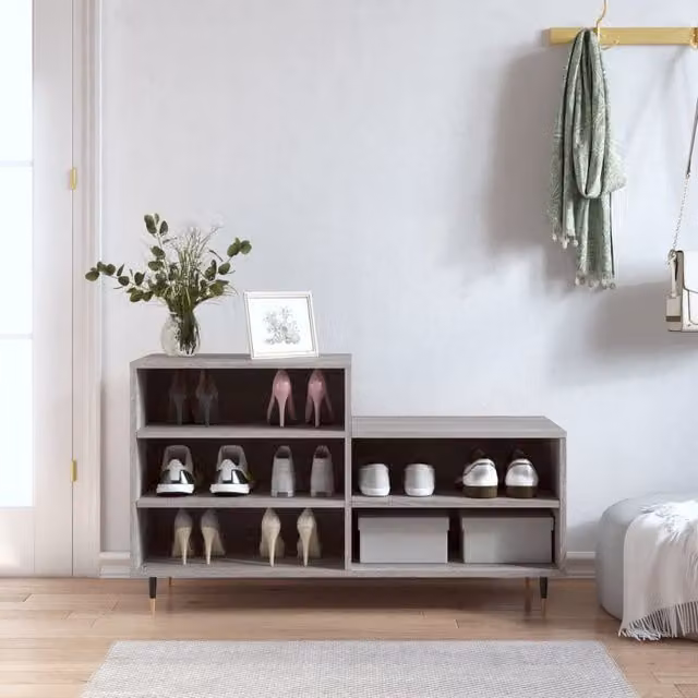 Berkfield Home Modern Grey Shoe Cabinet W/D/H: 102 x 36 x 60 cm