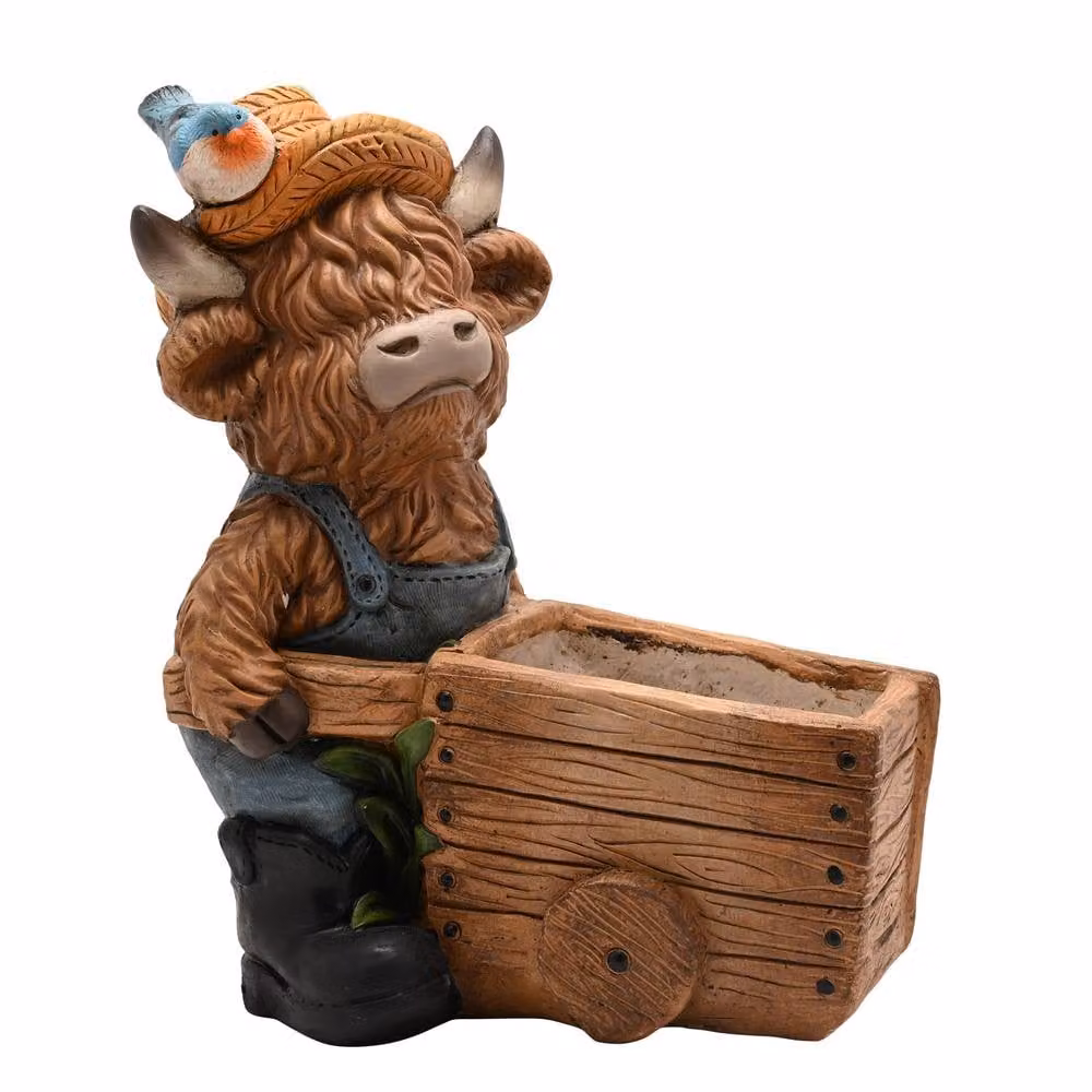 Country Living Highland Cow Ornamental Outdoor Planter in Brown – 2