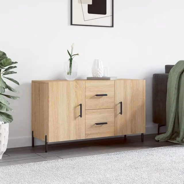 Berkfield Home Sonoma Oak Sideboard in Brown, W/D/H: 100 x 36 x 60 cm