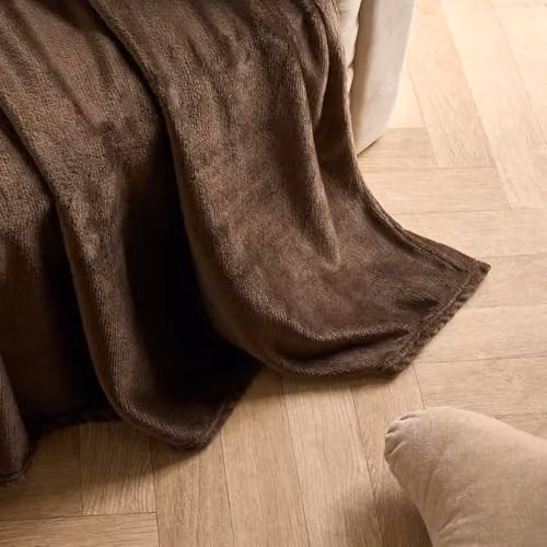 OHS Brown Fluffy Fleece Throw Blanket, W: 150 cm, D: 200 cm – 2