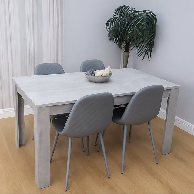 Kosy Koala Stone Grey Effect Dining Set with Rectangular Table and 4 Gem Chairs