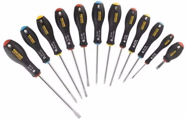 Stanley FatMax 12 Piece Manual Screwdriver Set in Black, Chrome Vanadium Steel