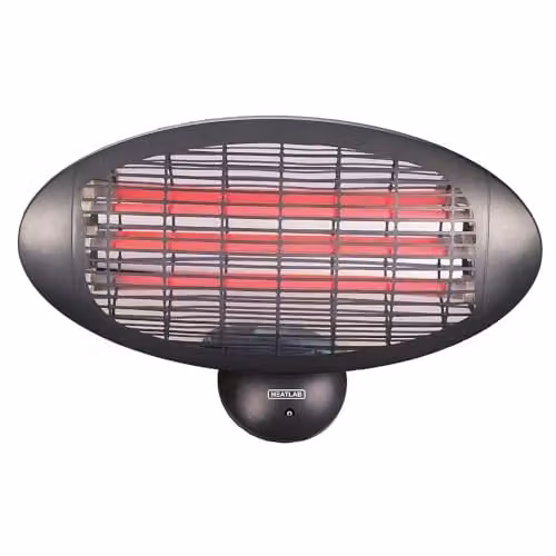 Primrose 2kW Quartz Bulb Wall Mounted Electric Patio Heater in Silver – 1