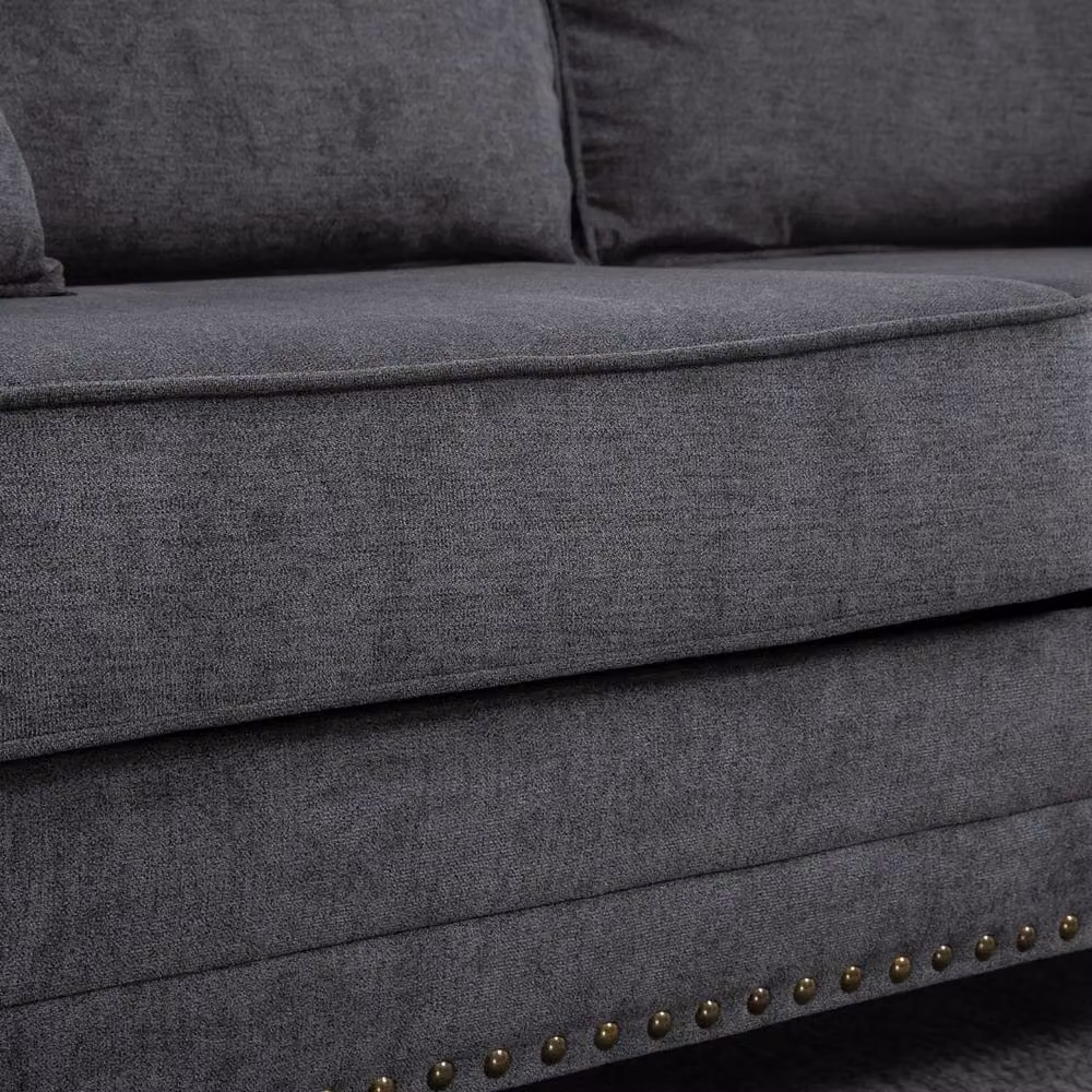 Wyld Haus Tael Yolo Grey Fabric 3 Seater Sofa with 2 Scatter Cushions – 4