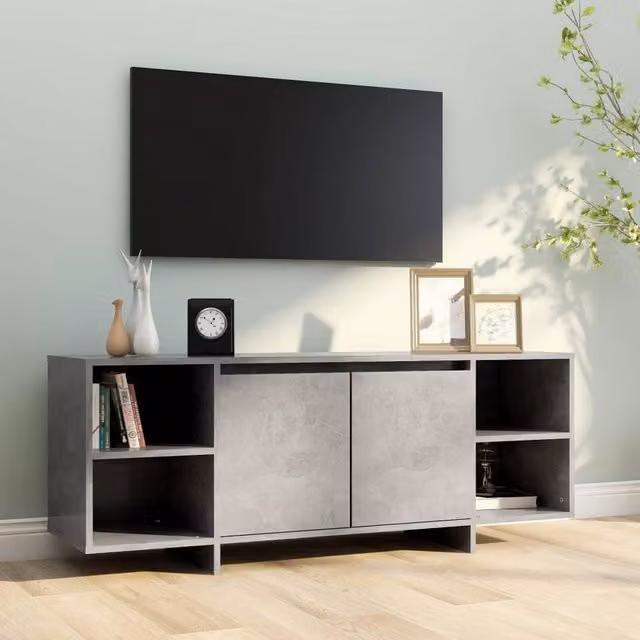 Berkfield Home Modern TV Cabinet in Concrete Grey, W/D/H: 130 x 35 x 50 cm – 1