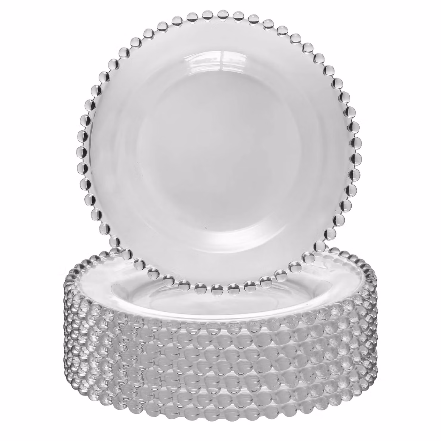 Dibor Bella Perle Set of 8 Clear Glass Dessert and Side Plates, Diameter: 20 cm – 2