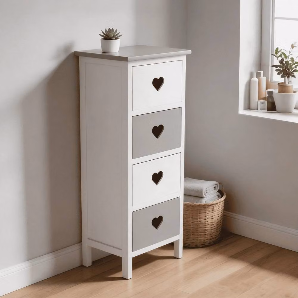 NESTLUNE 4 Drawer Narrow Slim Tallboy Storage Chest in White W/D/H: 100 x 100 x 100 cm – 2