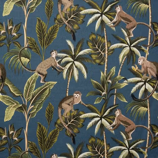 Terrys Monkey Fabric in Petrol Blue