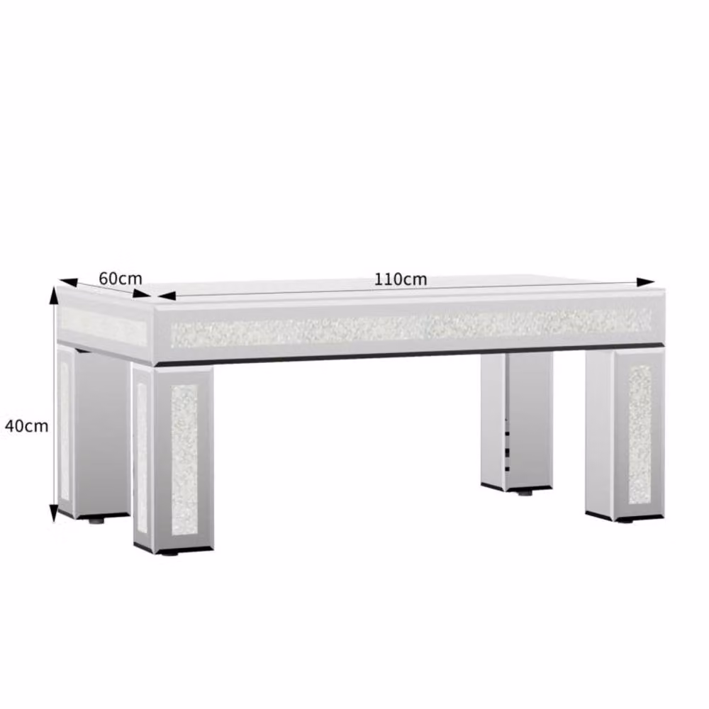 Comfy Living Ltd Rectangular Geometric Crystal Coffee Table in Silver – 2