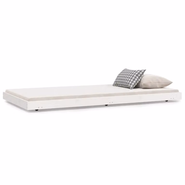 Berkfield Home White Solid Wood Pine Bed Frame W/D/H: 80 x 200 cm