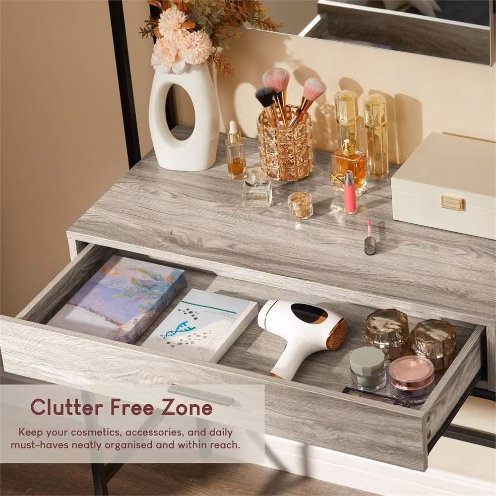 PAWNORA Industrial Wooden Dressing Table in Grey – 2