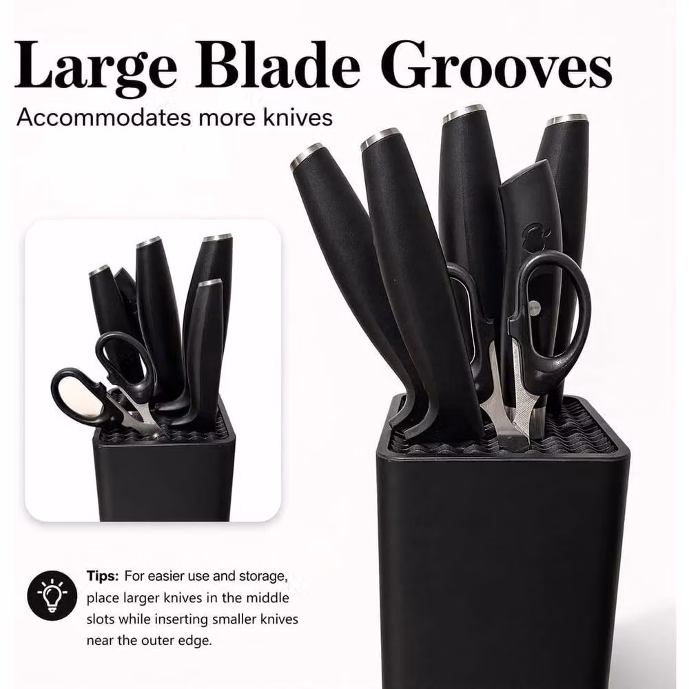FORGEVIO Black Non-Slip Square Block Holder with Scissors Slot – 4