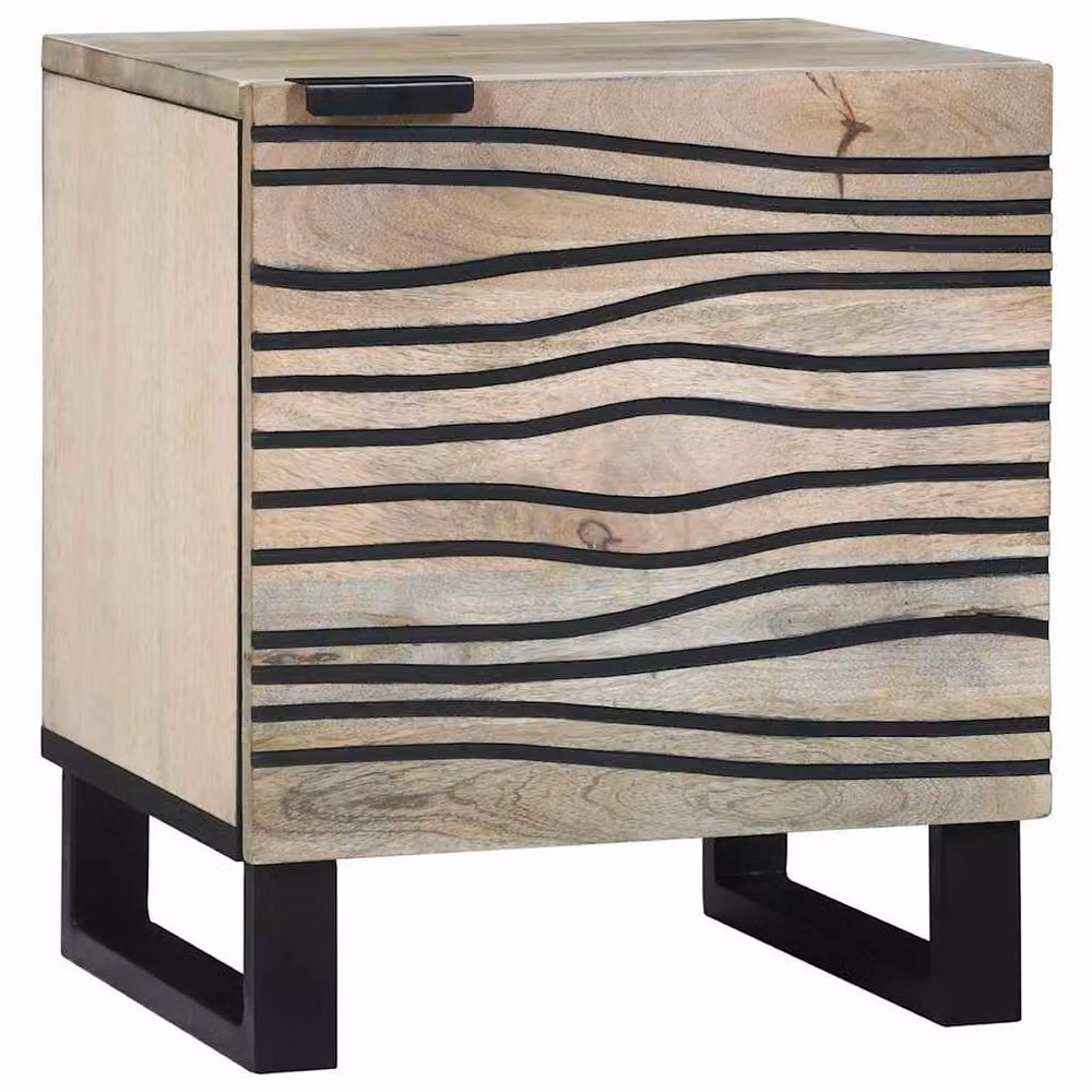 Berkfield Home Set of 2 Durable Mango Wood Bedside Tables in Light Brown, W/D/H: 40 x 33.5 x 46 cm – 2