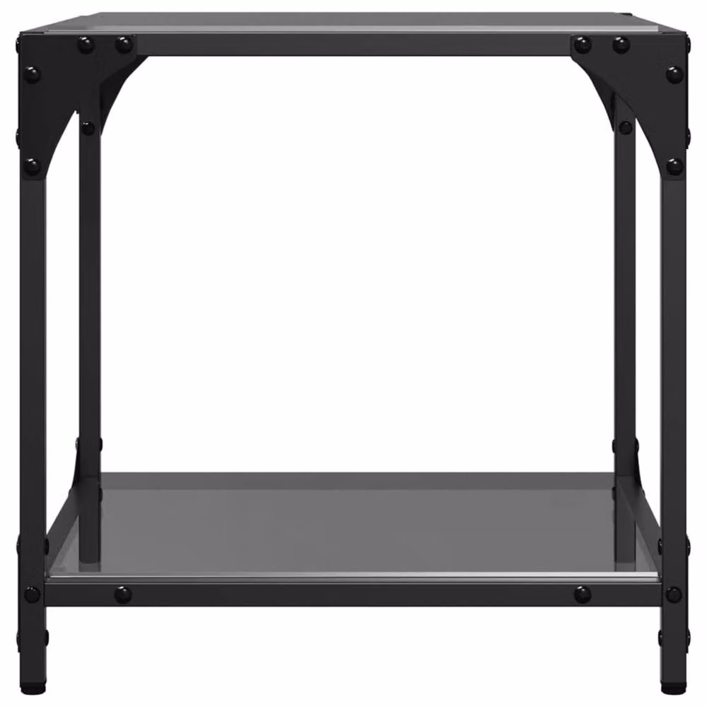 Berkfield Home Modern Coffee Table Set with Black Glass Top and Steel Frame, W/D/H: 40 x 40 x 40 cm, 2 Pieces – 4
