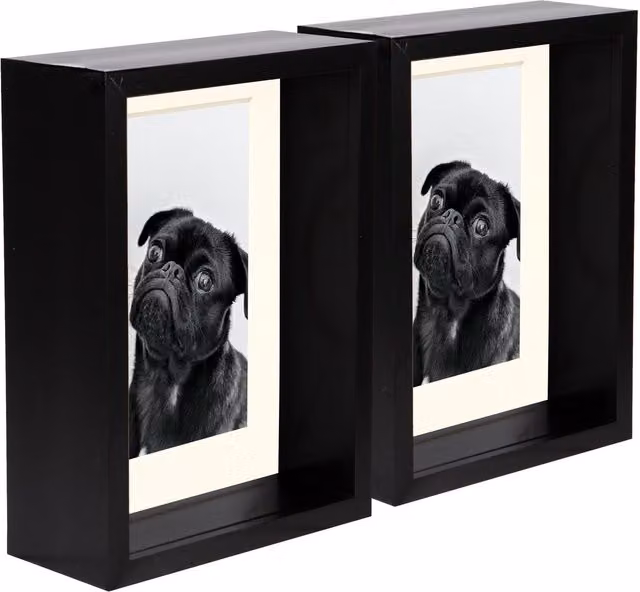 Nicola Spring Pack of 5 Rectangular 3D Deep Box Photo Frames in Black and Yellow, W/D/H: 12.7 x 17.78 x 12.7 cm
