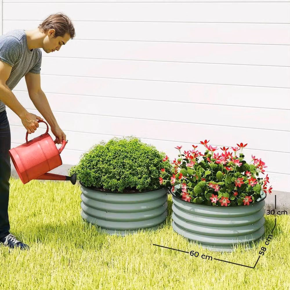 FLAVORA 2 Pack Metal Raised Planter Beds in Green, W/D/H: 60 x 30 x 30 cm – 4