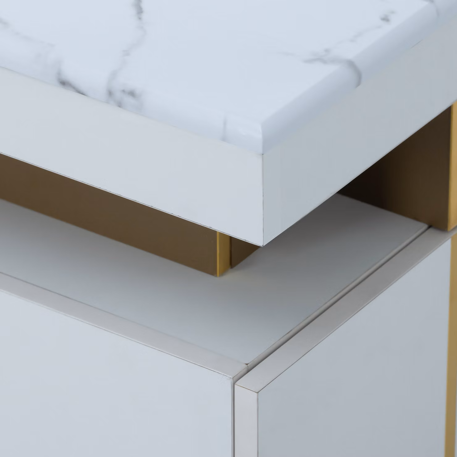 Aosom Modern Rectangular Coffee Table with Marble Veneer Top and 2 Wooden Drawers in White, W: 100 cm, D: 50 cm, H: 40 cm – 5