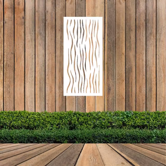 Laser Hut Hen Grass Metal Wall Art - White Abstract Floral Design