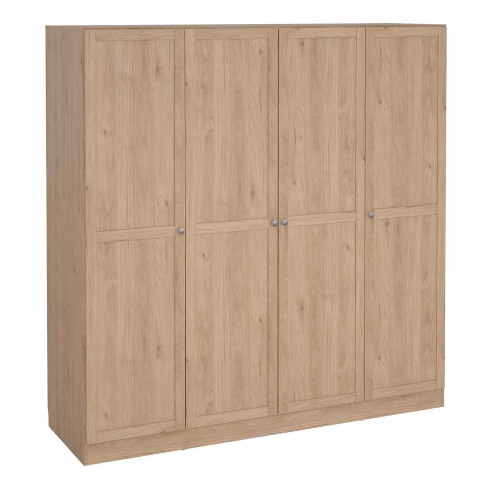 Wyld Haus Cherryfern 4 Door Wardrobe in Natural Oak, Brown, H 200.1 x W 129.7 x D 61.69 cm – 2