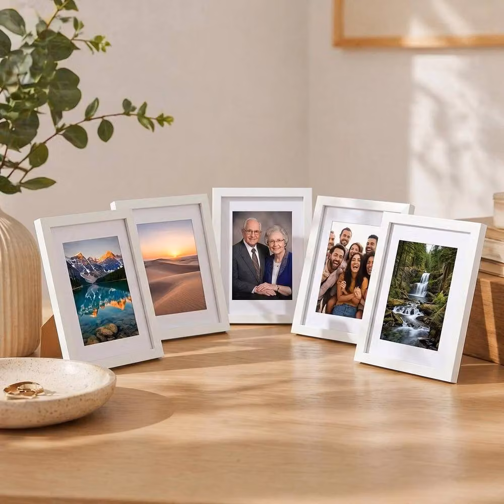 FLAVORA 5 Pack White A5 Rectangular Photo Frames for Wall and Tabletop – 2