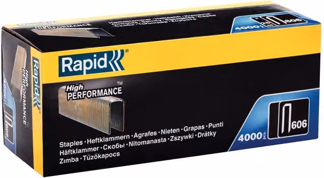 Rapid 606 Series Fine Wire Galvanised Steel Staples in Silver – 1