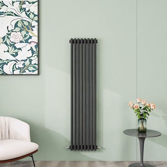 AicaBathroom Vertical Traditional Cast Iron Style 3 Column Radiator in Anthracite, H 150 cm x W 38 cm x D 38 cm