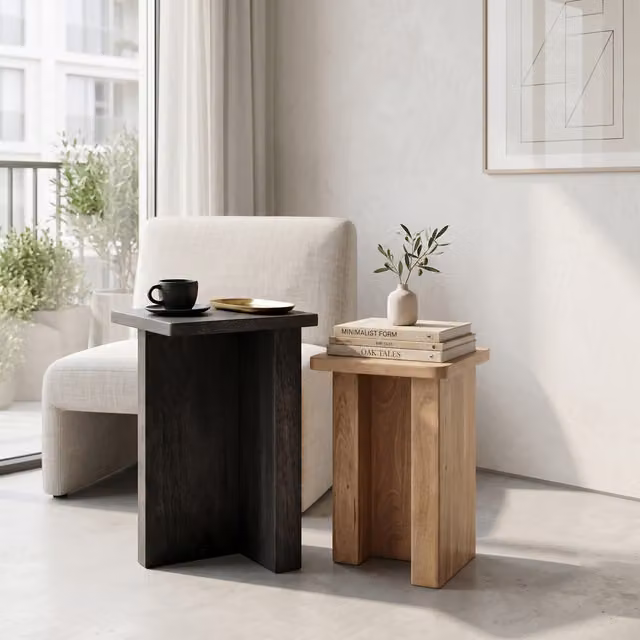 Elm Home And Garden Primrose Nest of Tables in Grey Mango Wood