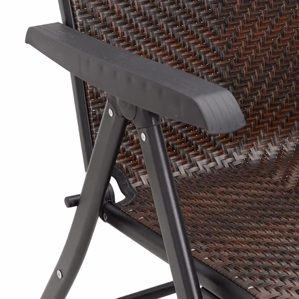 Berkfield Home Set of 2 Folding Garden Chairs in Brown Poly Rattan – 6