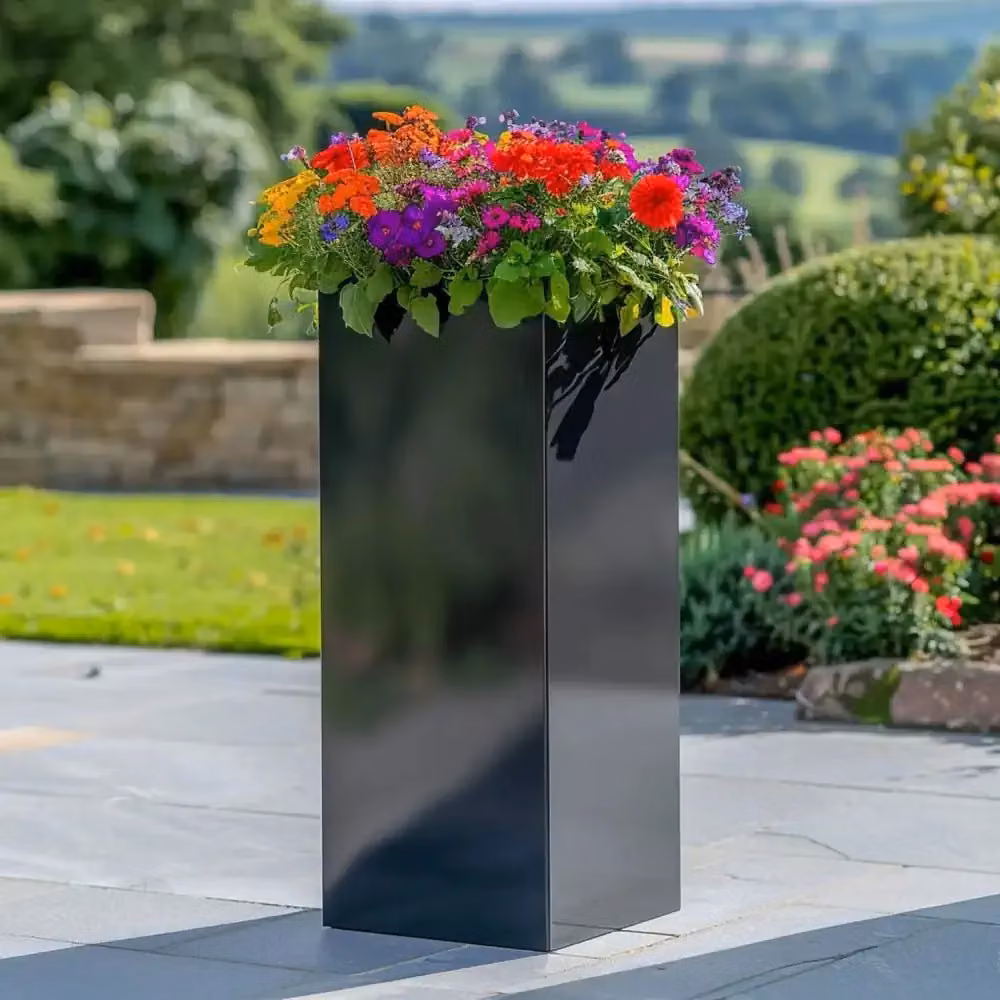 Woven Wood Tall Square Planter in Black, W/D/H: 40 x 40 x 100 cm – 3