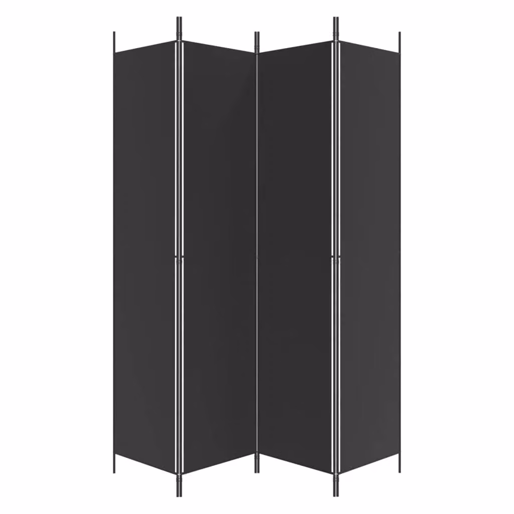 Berkfield Home 4-Panel Fabric Room Divider in Black, W/H: 200 x 220 cm – 2