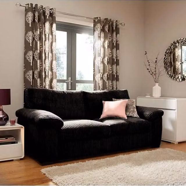 SquareBoxx Capri 3 Seater Upholstered Sofa in Black Striped Jumbo Cord