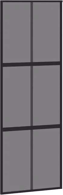 Berkfield Home Minimalist Black Sliding Door with Transparent Tempered Glass and Aluminium, W: 76 cm, H: 205 cm