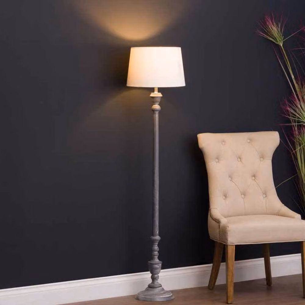 Lemon Pavilion Furniture and Decor Ithaca Floor Lamp in Grey and Wood, W24 x D24 x H155 cm – 2