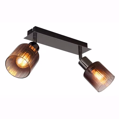 Globo Lighting Modern Copper and Transparent Glass Ceiling Light for Living Rooms and Kitchens with 2 E14 Bulbs – 1