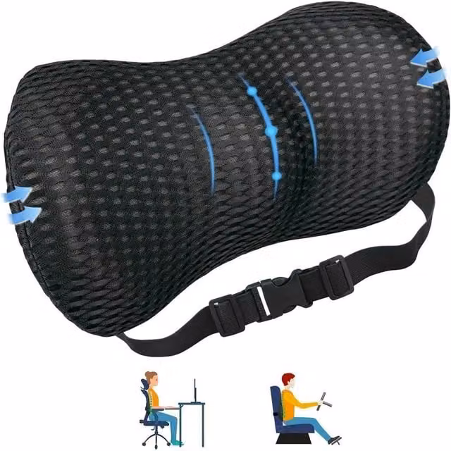 NESTLUNE Black Memory Foam Seat and Lumbar Back Support Cushion, W/D/H: 190 x 100 x 1 cm