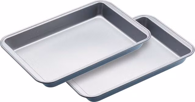 KitchenCraft Non-Stick Rectangular Carbon Steel Baking Sheet Set, Grey, 2-Piece