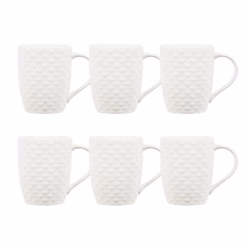 Simpa Porcelain White Mug Set, 500ml, Set of 6