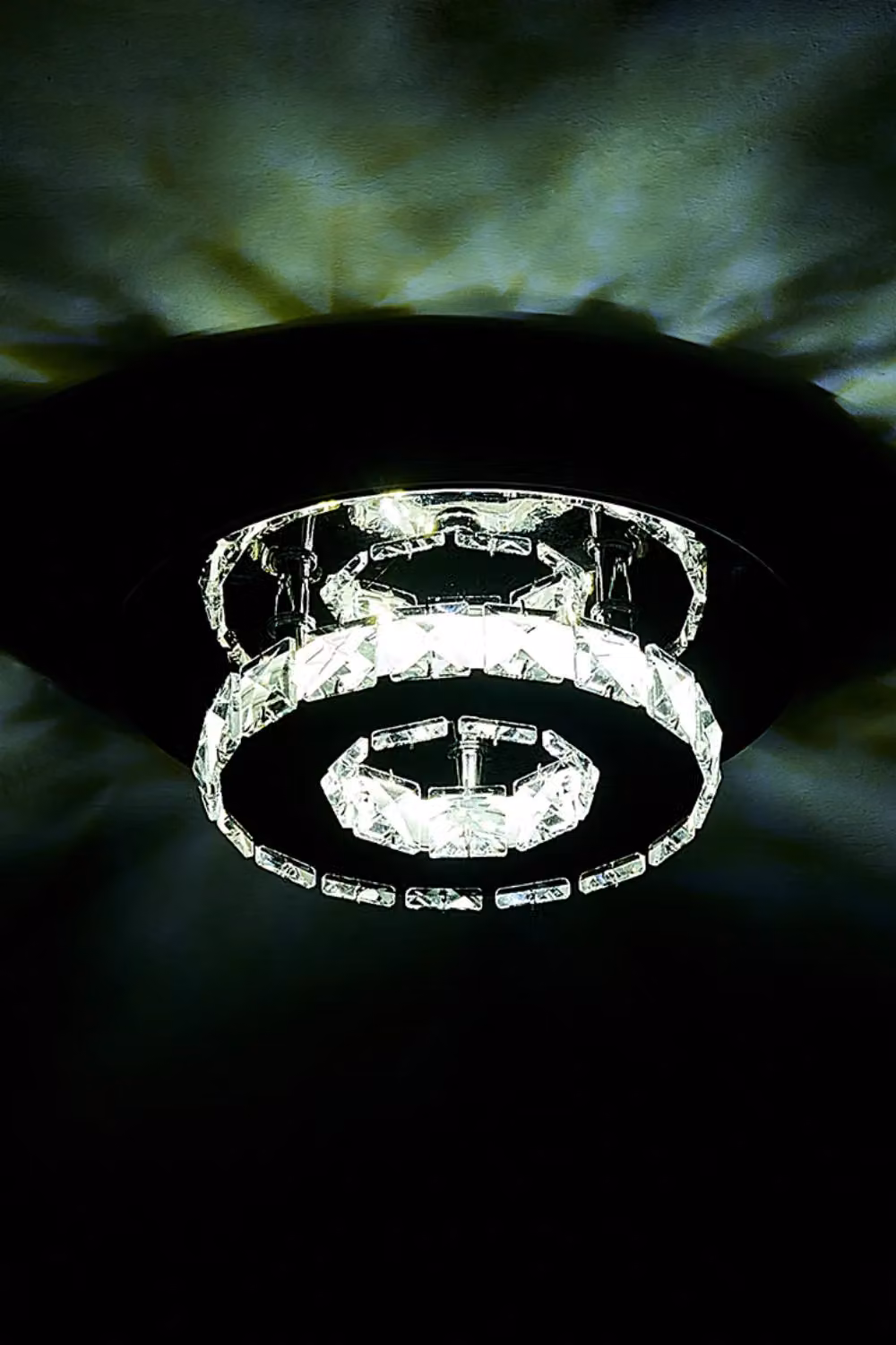 Living and Home Modern Crystal Flush Mount Ceiling Light in Chrome and Transparent – 6