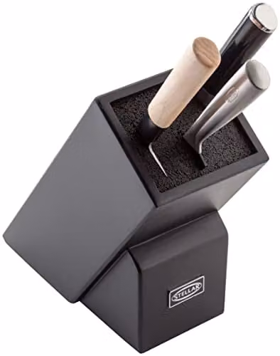 Stellar Black Universal Knife Block with Fibre Rods and Scissors Block featuring a Non-Slip Base – 1
